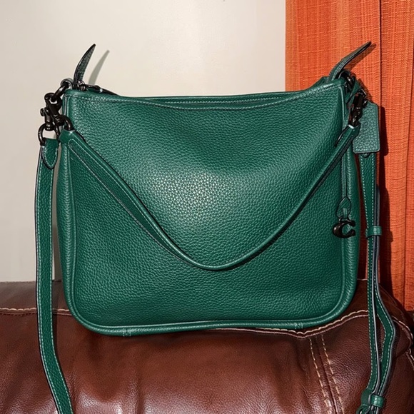 ‼️ Coach Cary Soft Pebble Green Leather Shoulder Bag - Picture 6 of 12